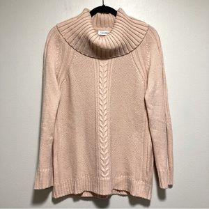Calvin Klein Turtleneck Sweater, Light Dusty Pink, Size Medium